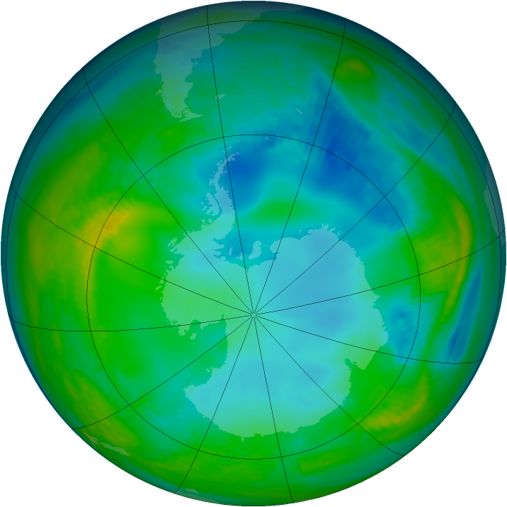 Antarctic ozone map for 24 May 1982